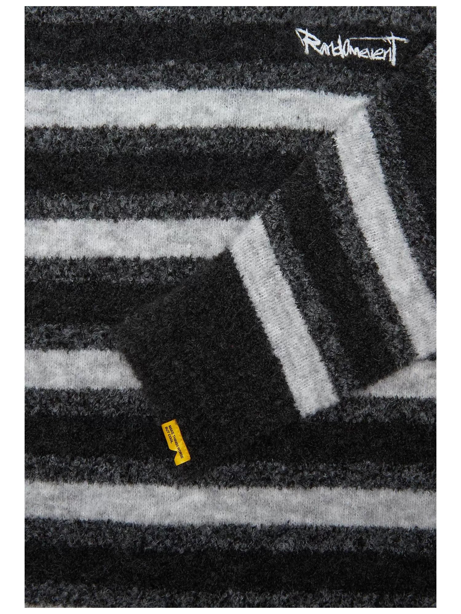 Contrast Stripe Embroidered Knit Sweater - CHINASQUAD