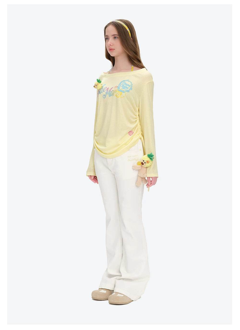 Asymmetric Shoulder Long Sleeve Top Set