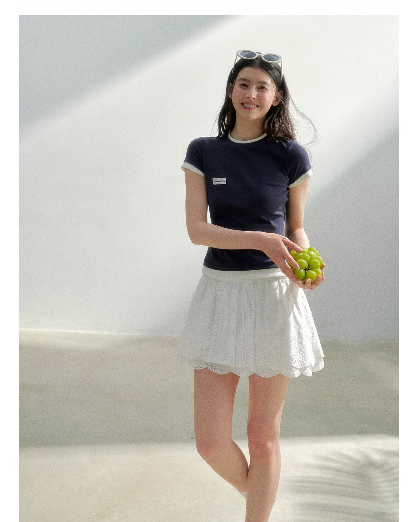 Embroidered High-Waist A-Line Skirt