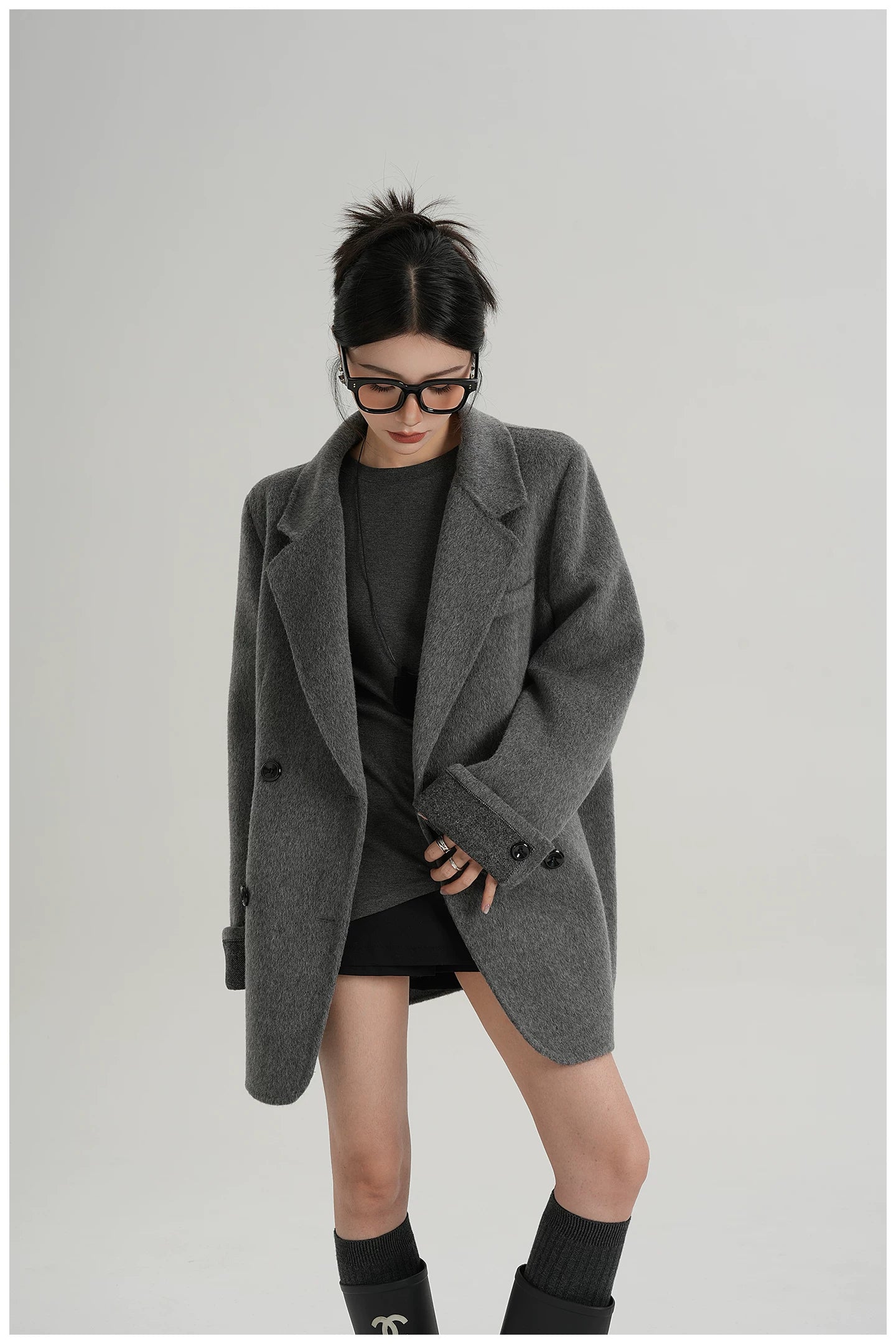 Mid-Length Double-Faced Wool Blazer