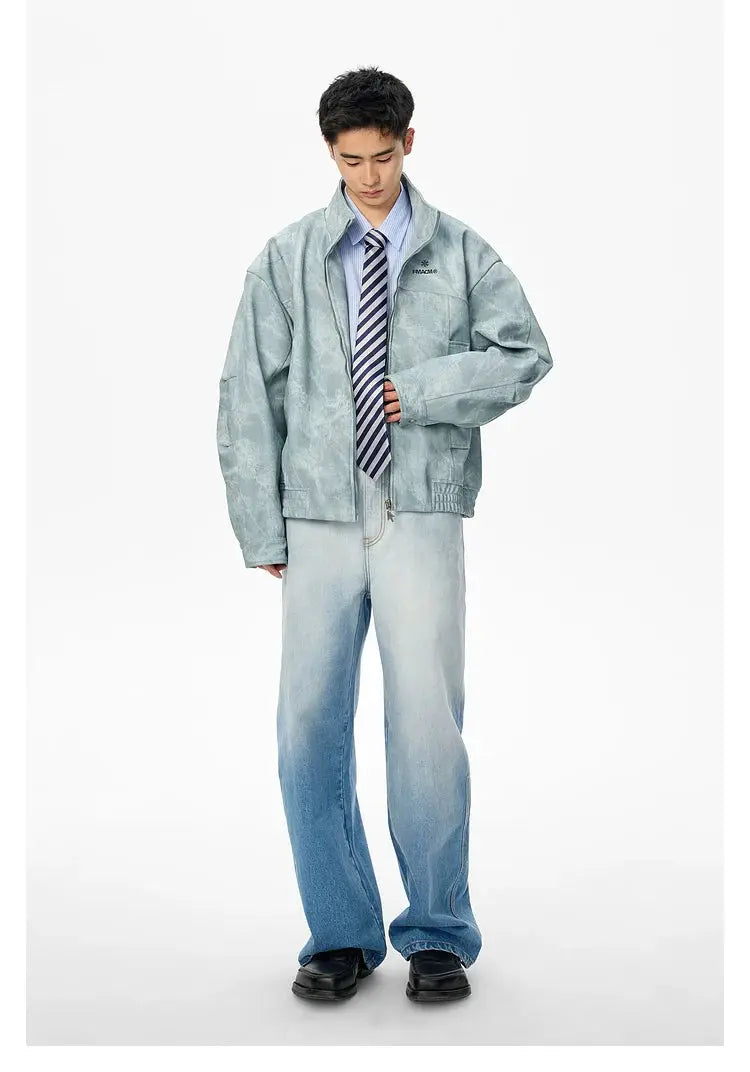 Washed Gradient Straight-Leg Jeans - CHINASQUAD