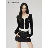 Fake Two Piece Knit Halter Blouse - CHINASQUAD