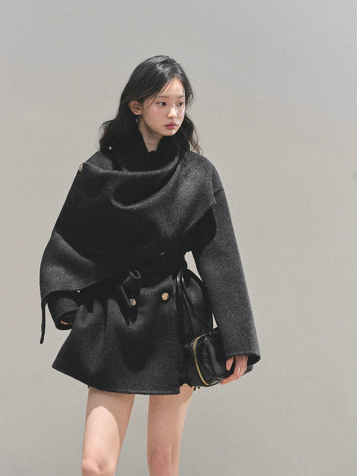 French British-Style Wool Coat