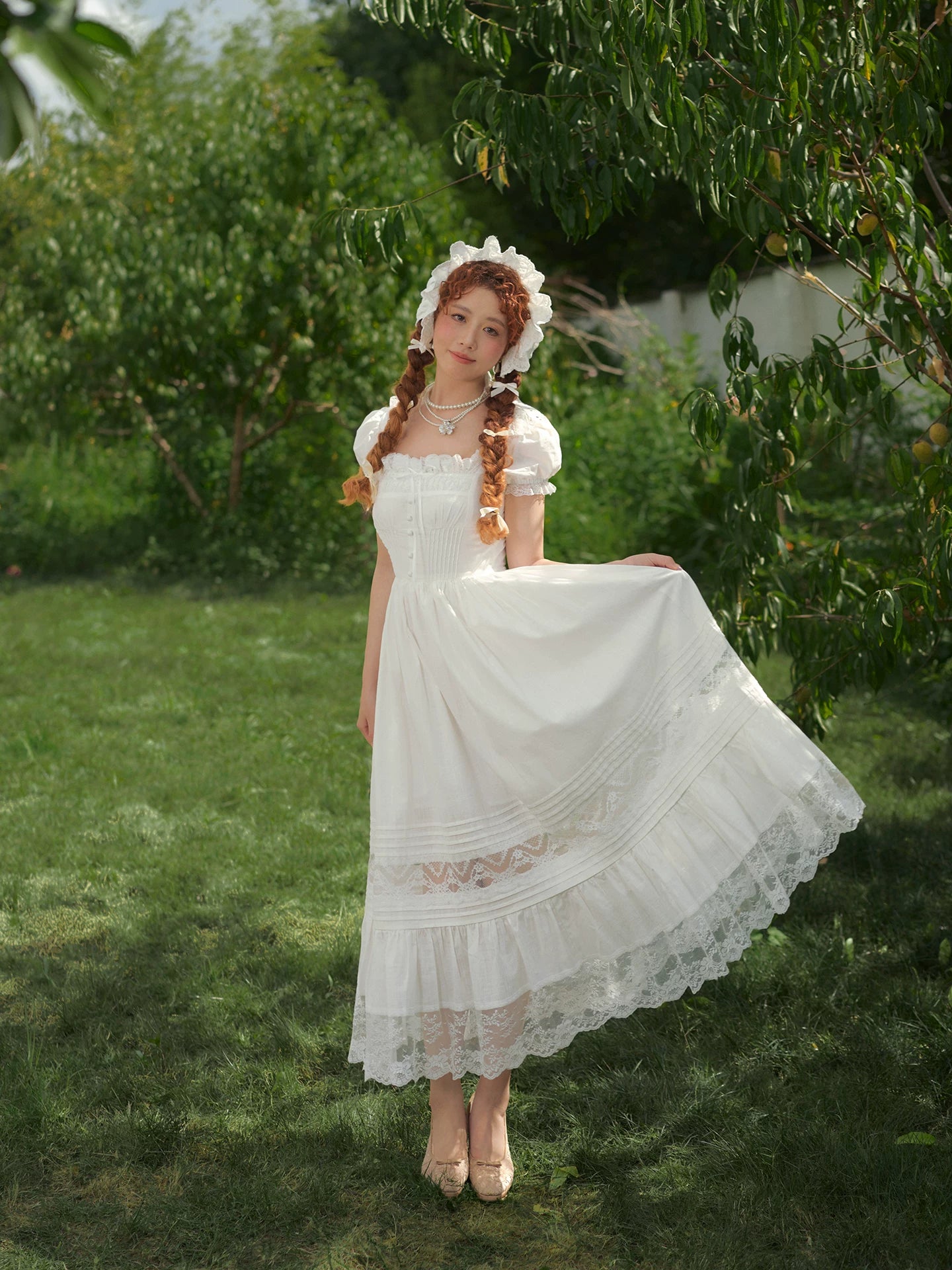 Pure White Cinderella Square-Neck Princess Dress
