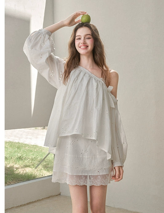 Cotton Embroidered Lace Slip Dress - CHINASQUAD