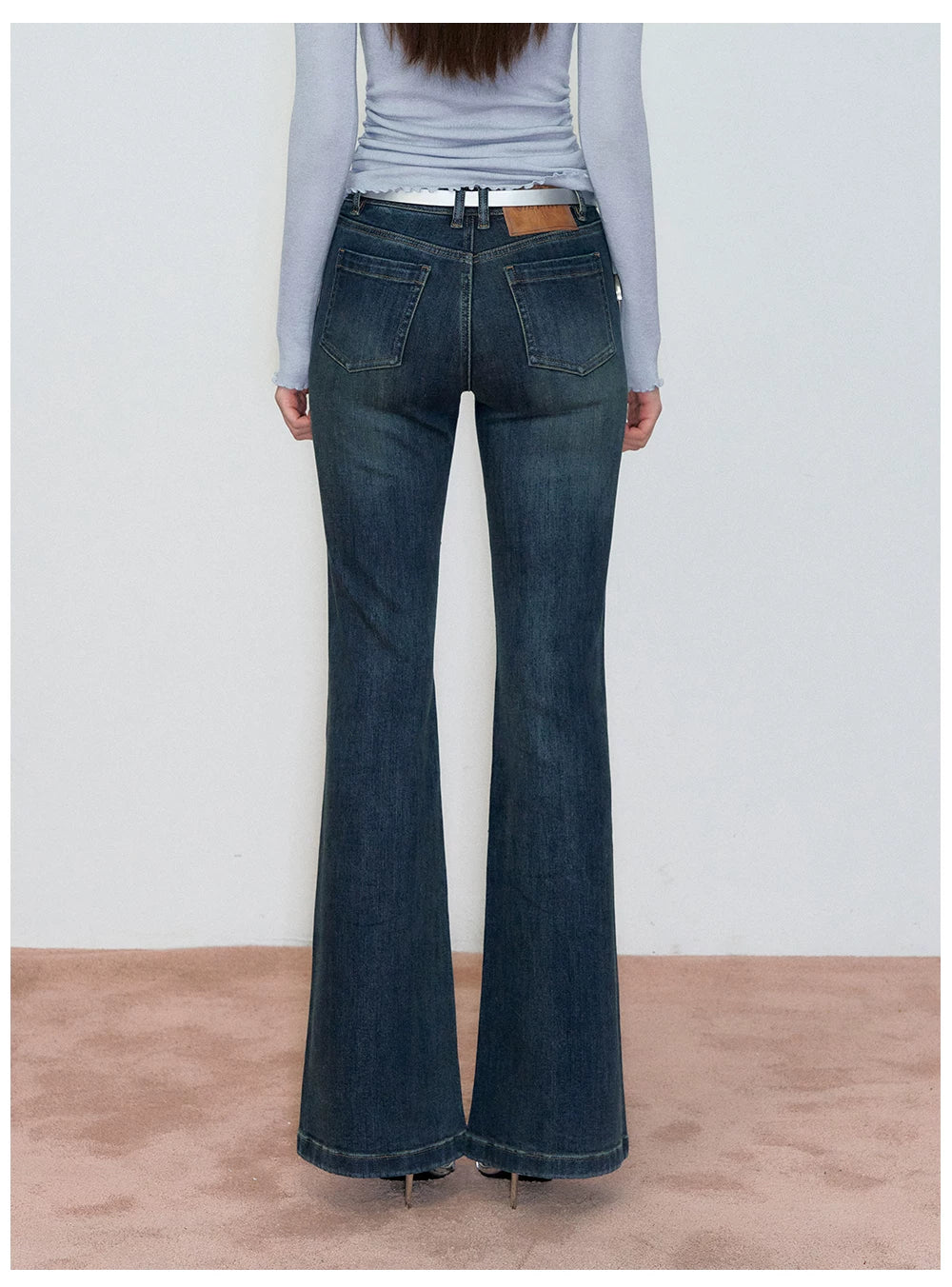 Vintage Rhinestone-Embellished Flared Denim Jeans