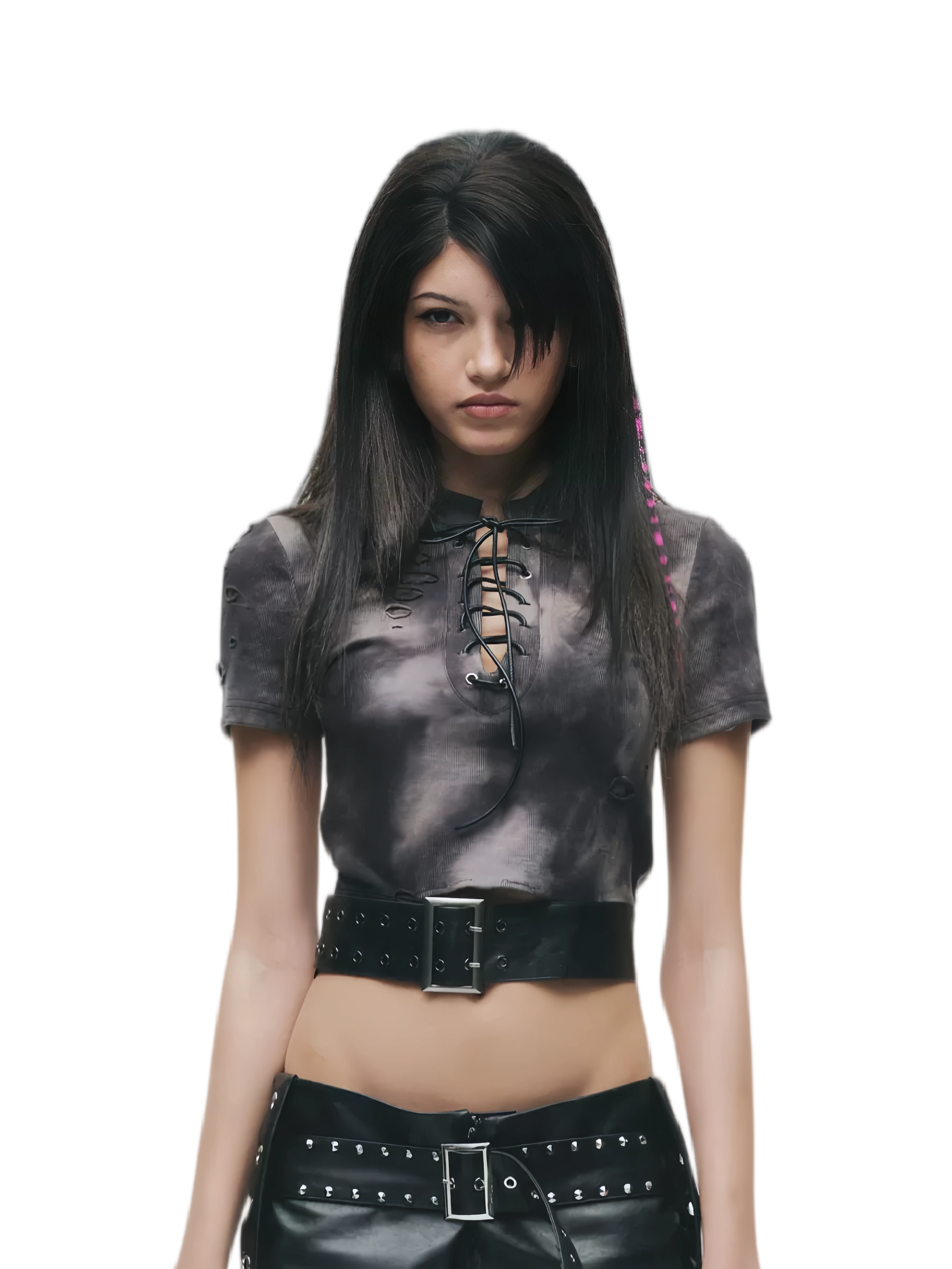 24ANS Distressed Lace-Up Cropped Tee – view 5