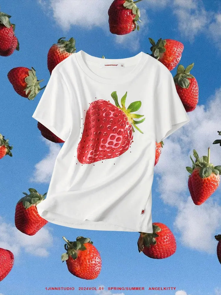 Fruit Printed Rhinestone T-shirt - CHINASQUAD