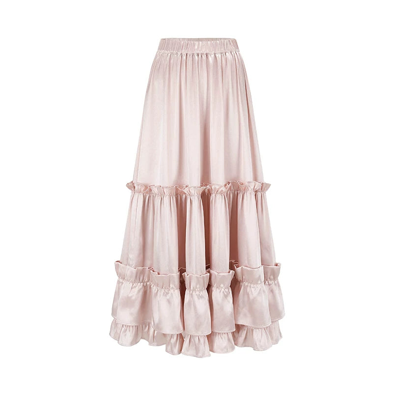 Jacquard Corset Top & Satin Ruffle Skirt Set