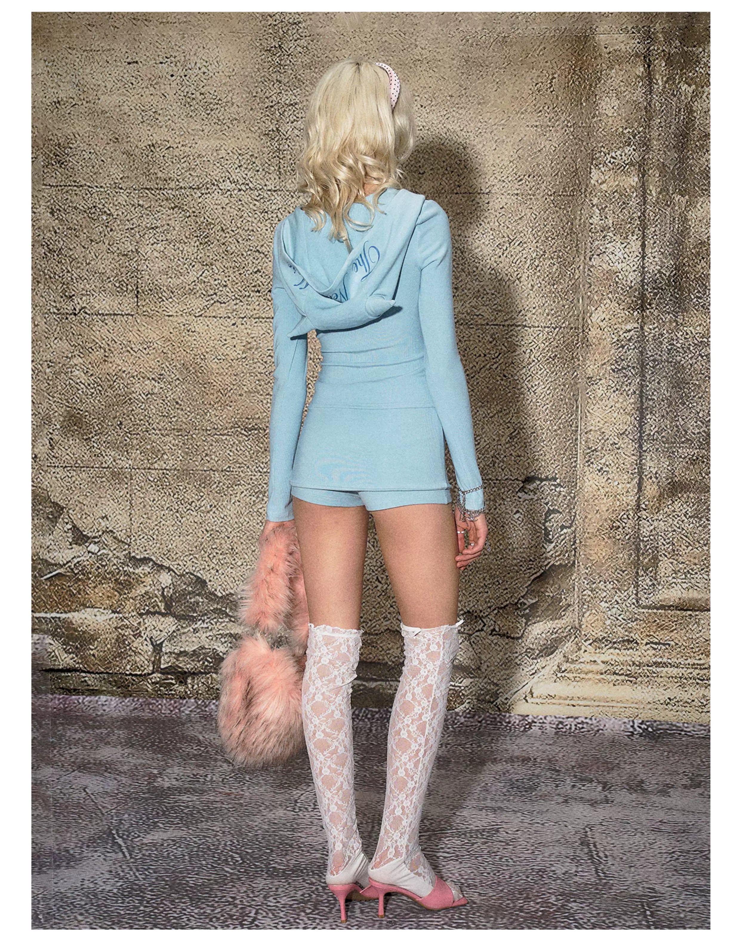 Modal Stretch Zip-Up Hoodie & Faux Skirt Set