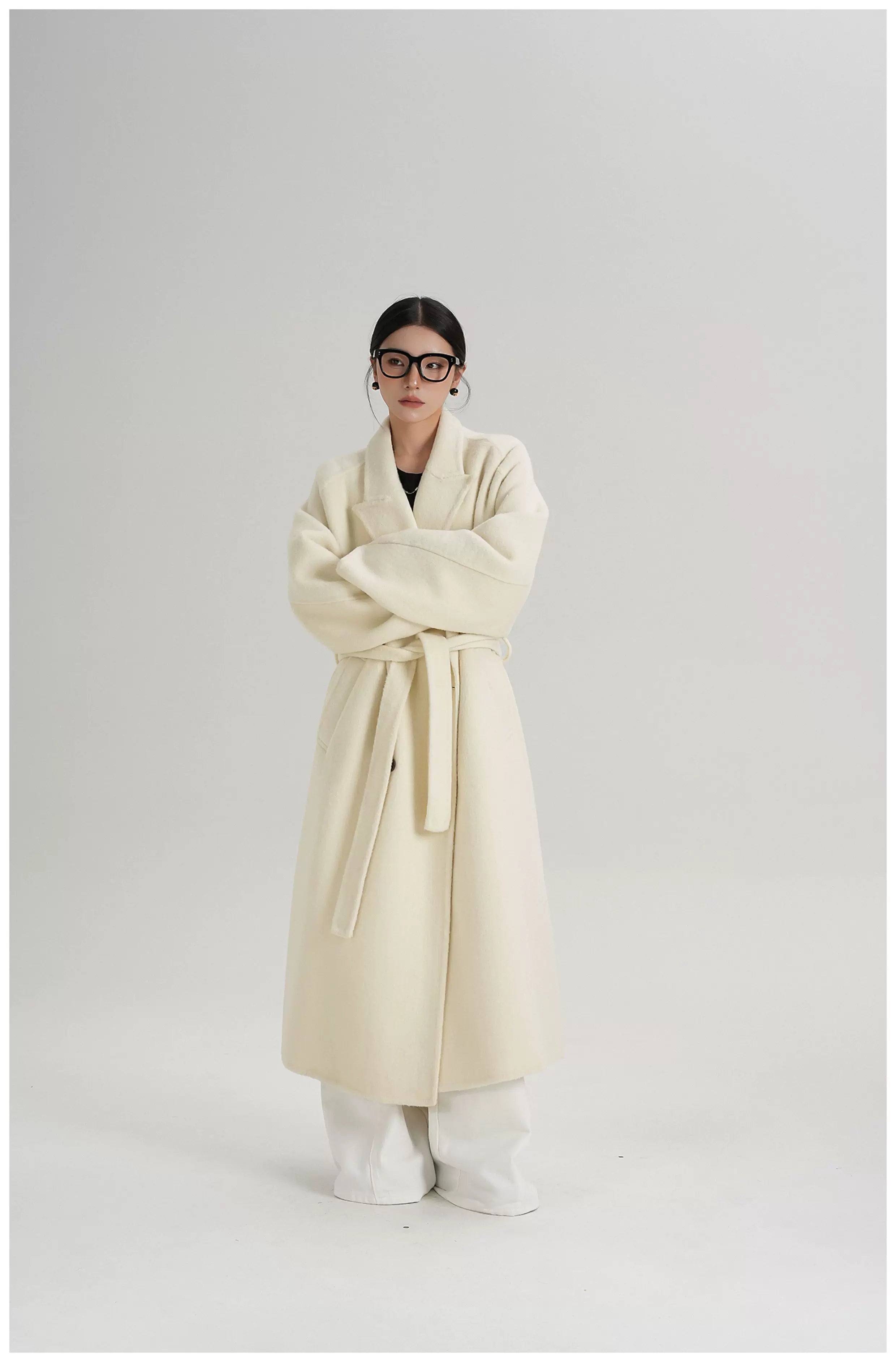 Tie-Belt Long Wool Coat