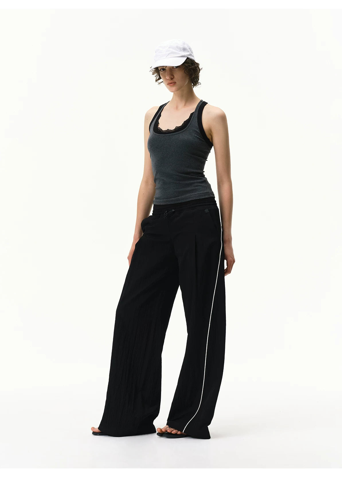 Cooling Lyocell Double-Waistband Wide-Leg Pants