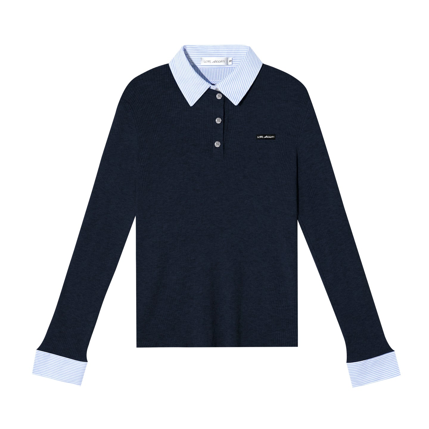 Striped Contrast Collar Layered Knit Top - CHINASQUAD