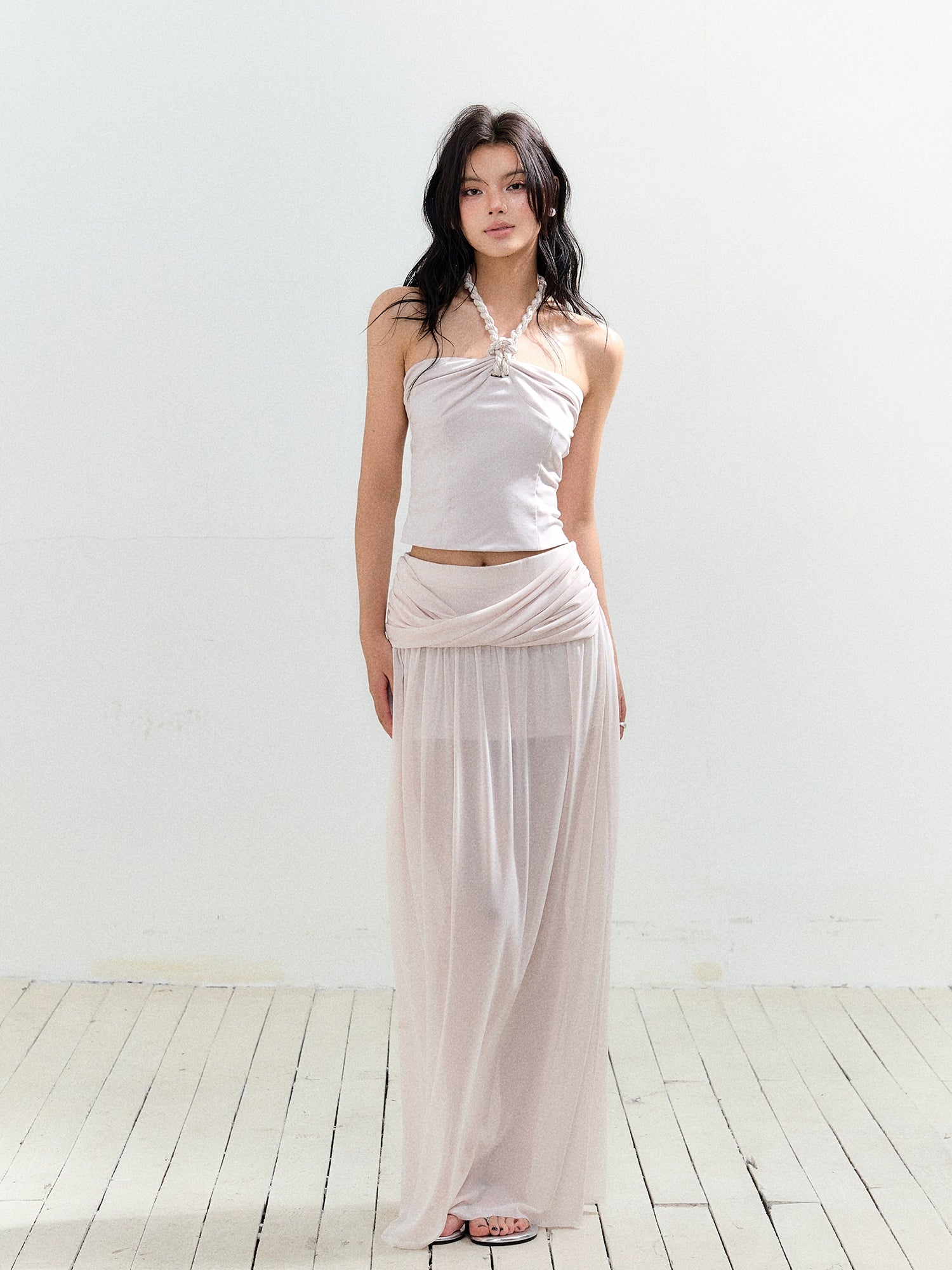 Twist Tie Halter Crop Top & Skirt Set - CHINASQUAD