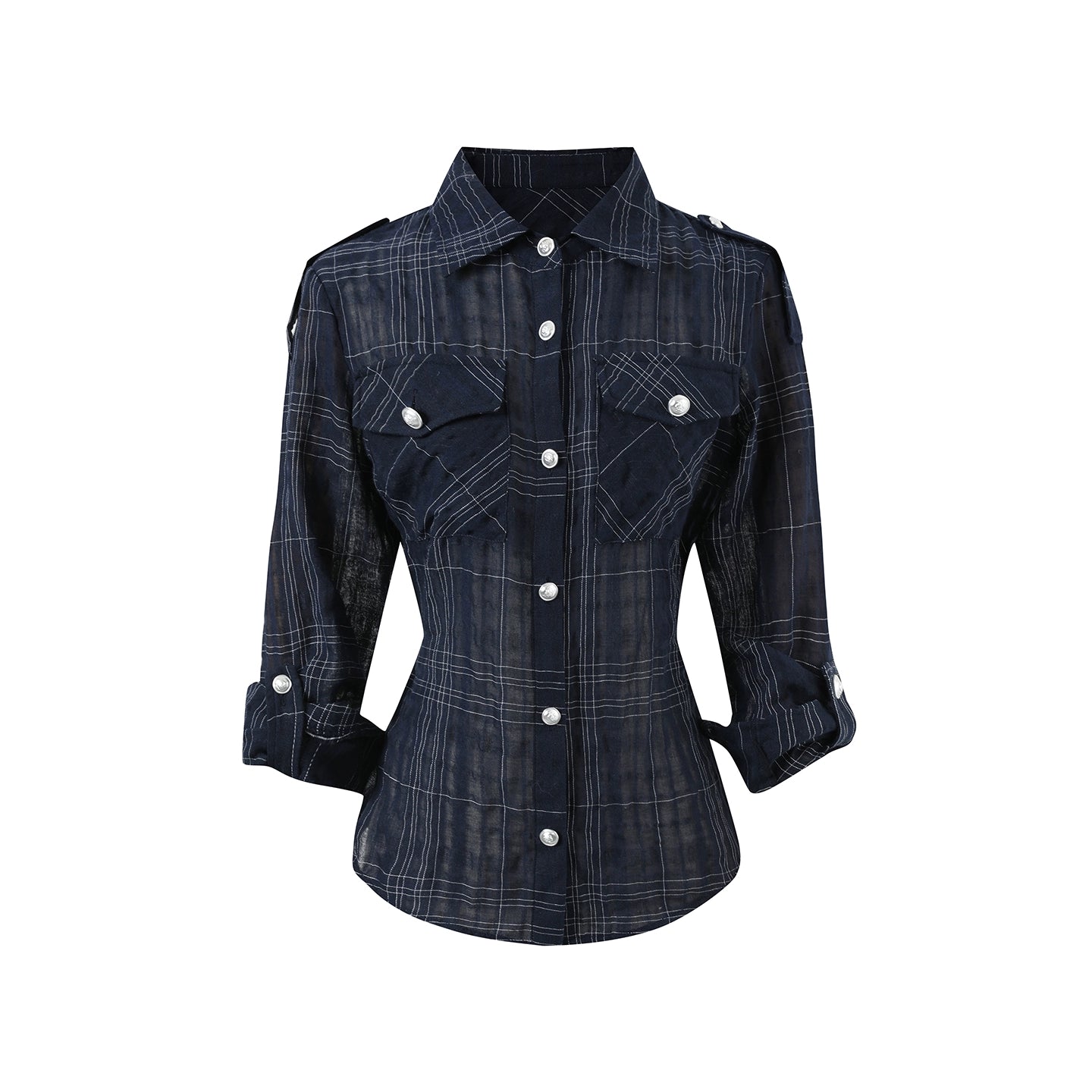 Asymmetric Plaid Cotton-Linen Shirt - CHINASQUAD