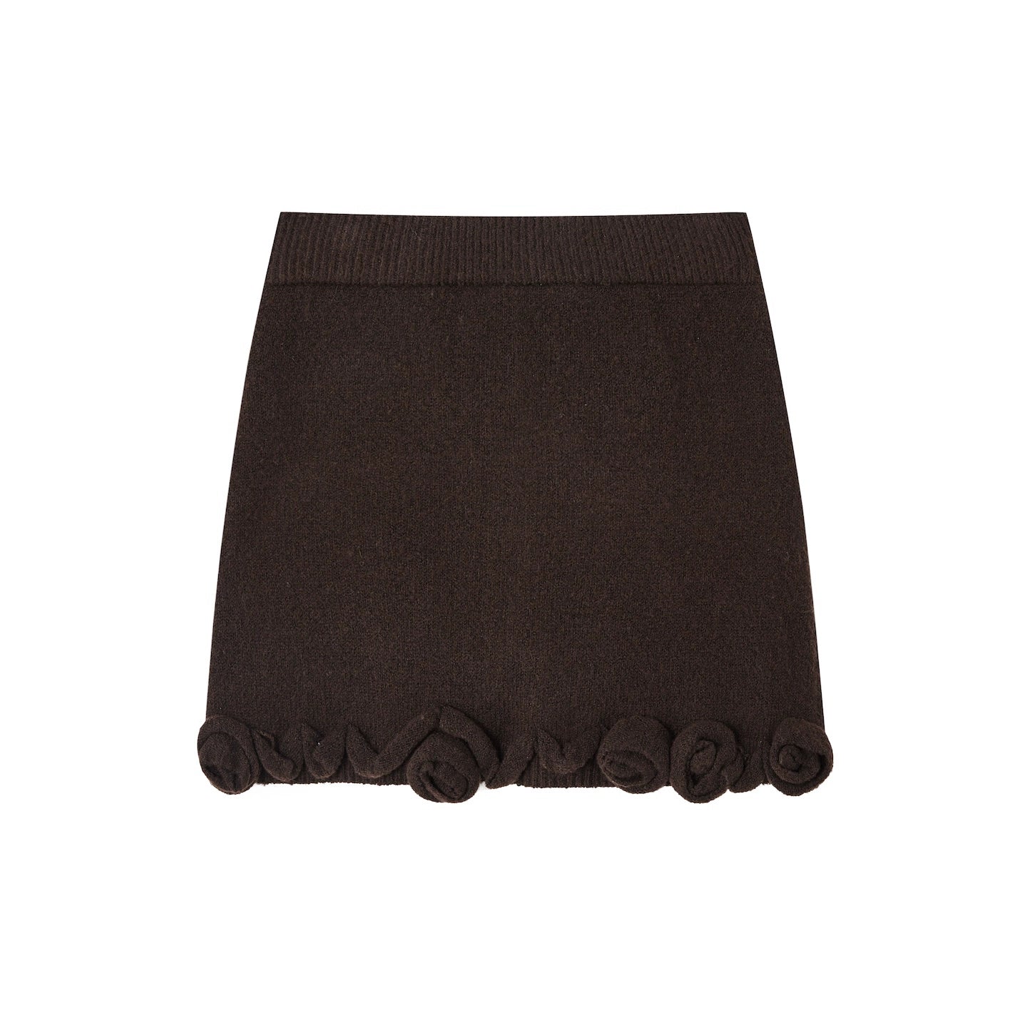 3D Rose V-Neck Knit Sweater & A-Line Knit Skirt Set