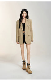 Black & Khaki Suit Collar Bow-tie Blazer - CHINASQUAD