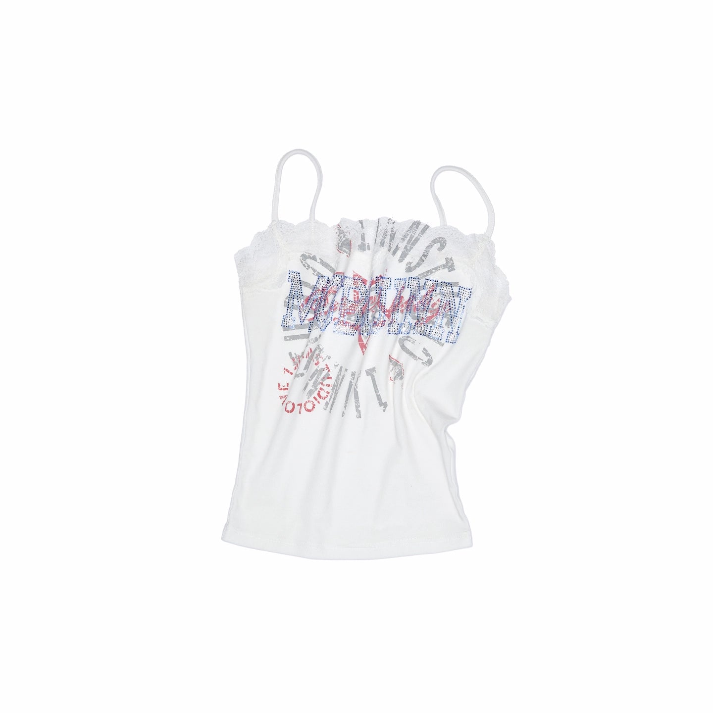 Vintage Lace Print Rhinestone Camisole