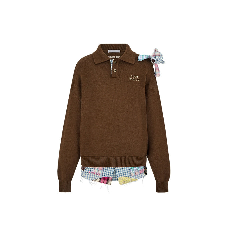 Plaid Bear Polo Sweater - CHINASQUAD