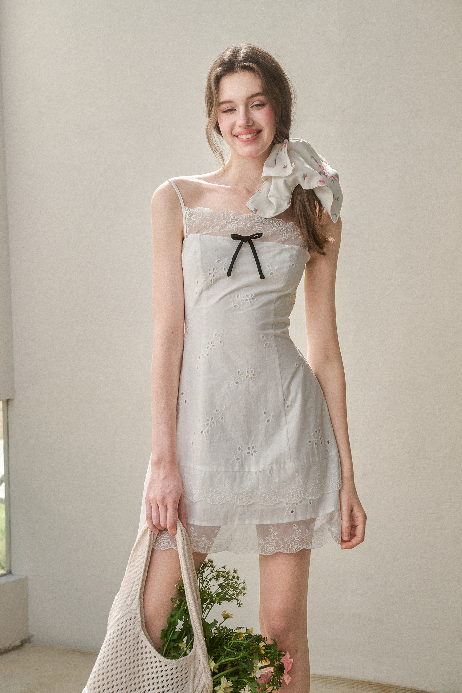 Cotton Embroidered Lace Slip Dress