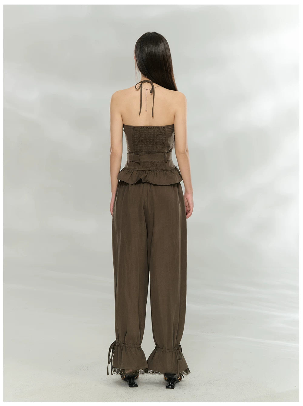 Lace-Trim Relaxed Straight-Leg Trousers