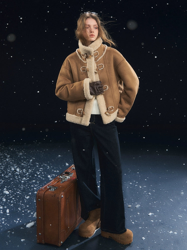 Horn-Button Sherpa Jacket