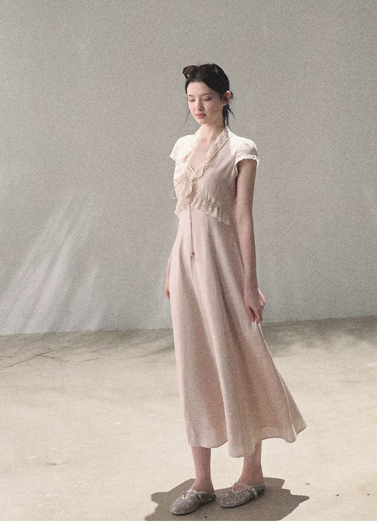 Lyocell Linen Tie-Waist Dress