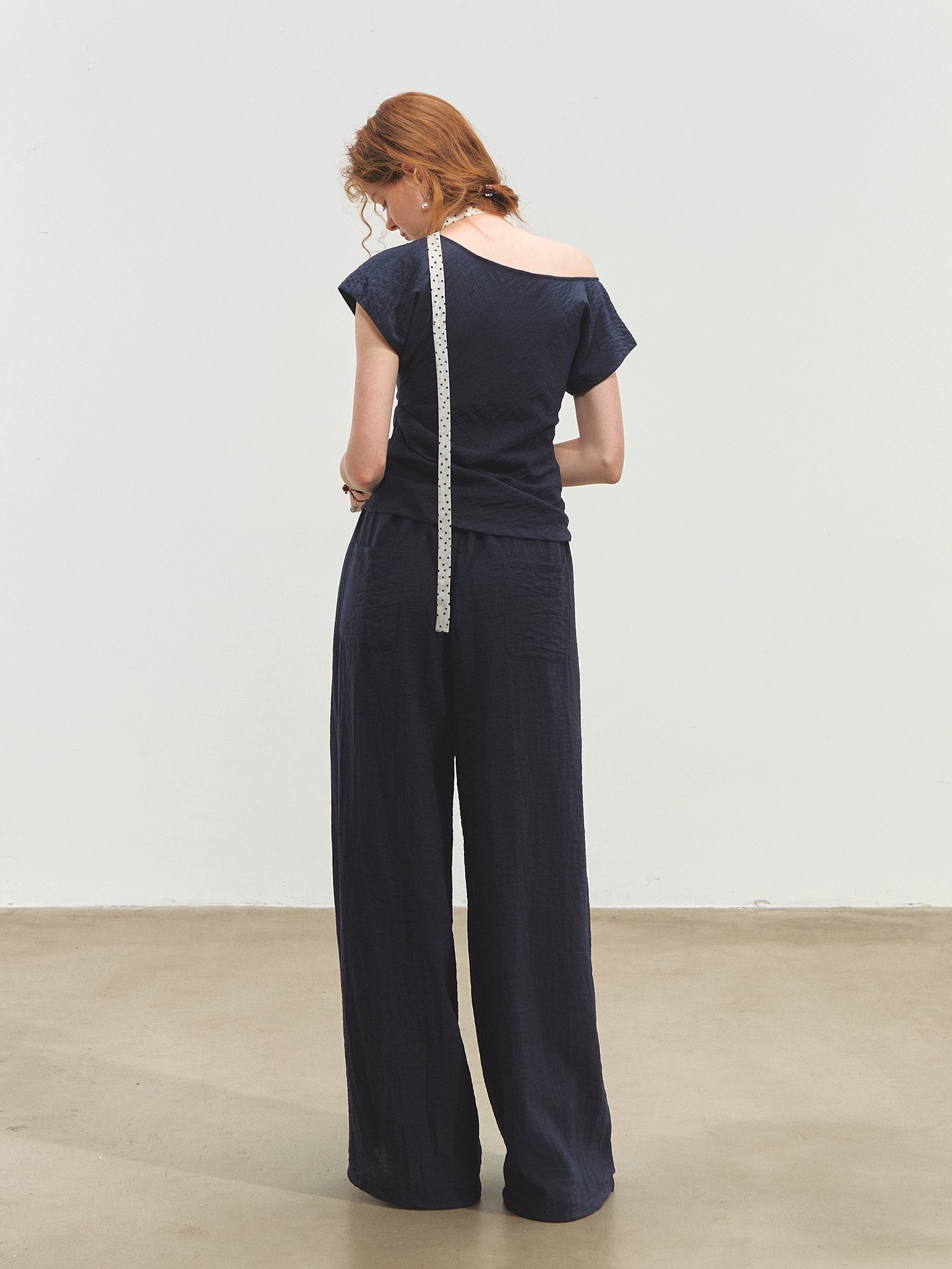 Draped Lazy Asymmetric Shoulder Convertible Top Set - CHINASQUAD