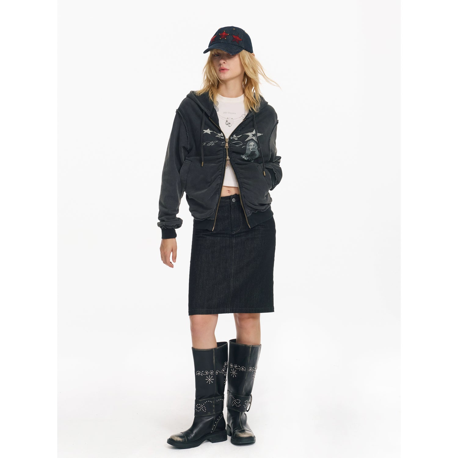 Washed Punk Zip-up Hoodie - CHINASQUAD