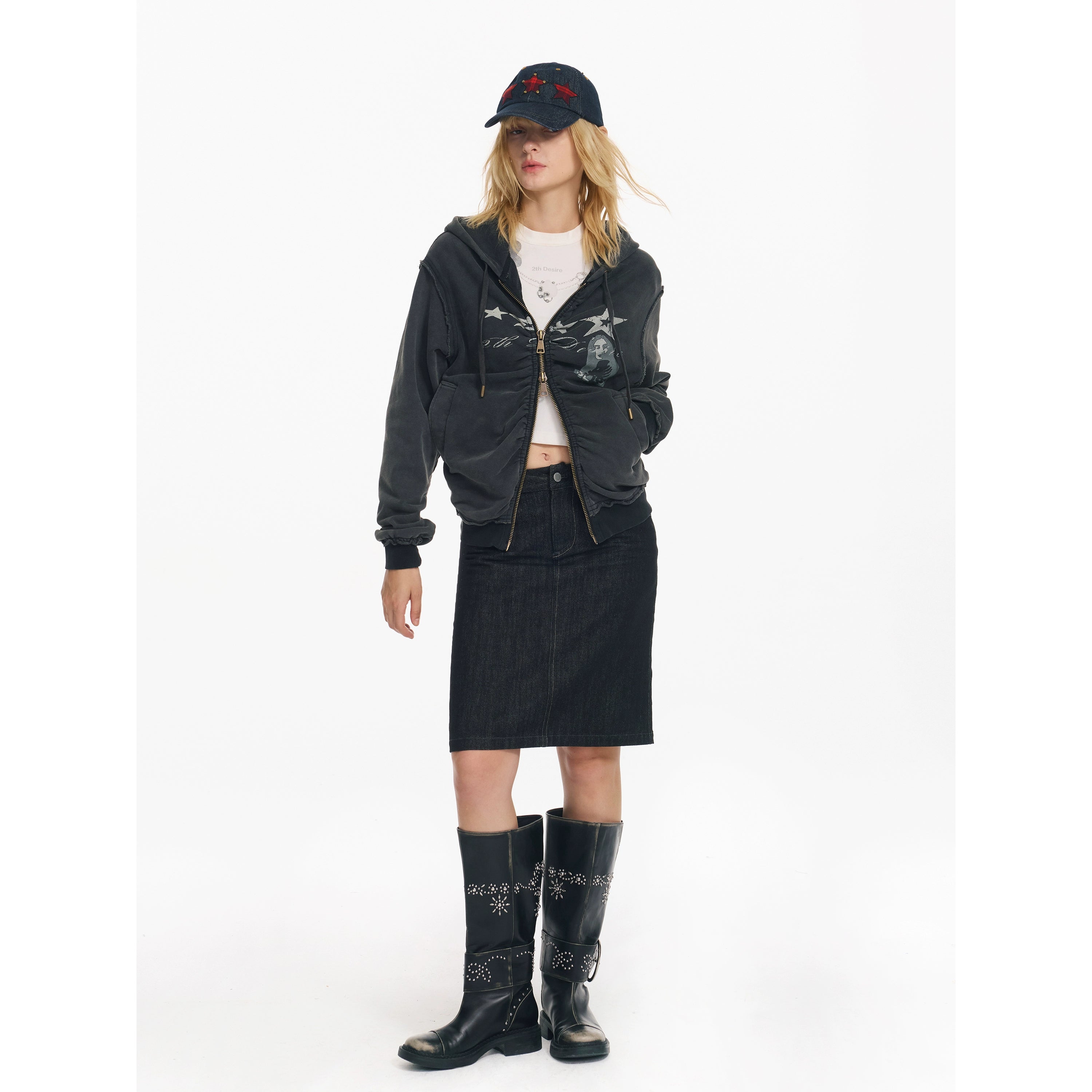 Washed Punk Zip-up Hoodie