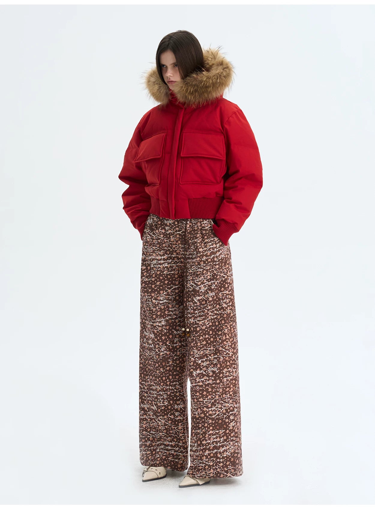 Vintage Printed Short Down Jacket