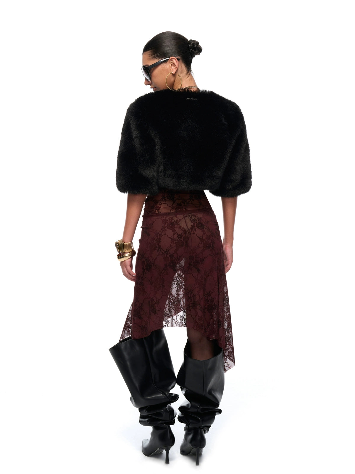 Eco-Faux Fur Cropped Holiday Jacket