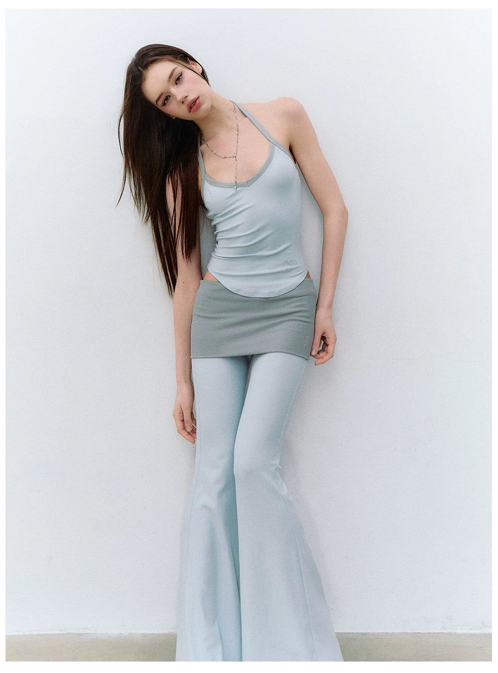 X-line Holiday Set: Cardigan, Rhinestone Vest, Flared Pants