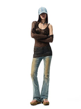 Hollow-Out Knitted Cropped Long-Sleeve Cover-Up - CHINASQUAD