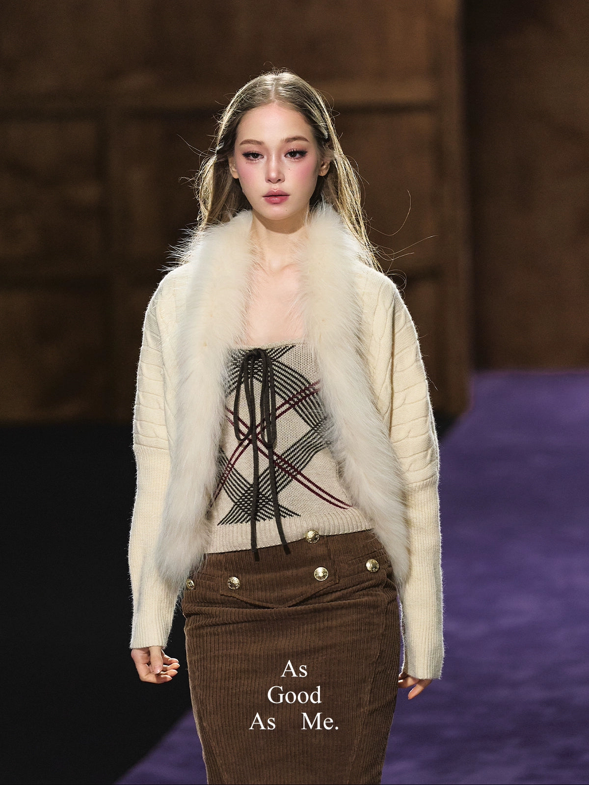 Long-Haired Collar Knit Cardigan