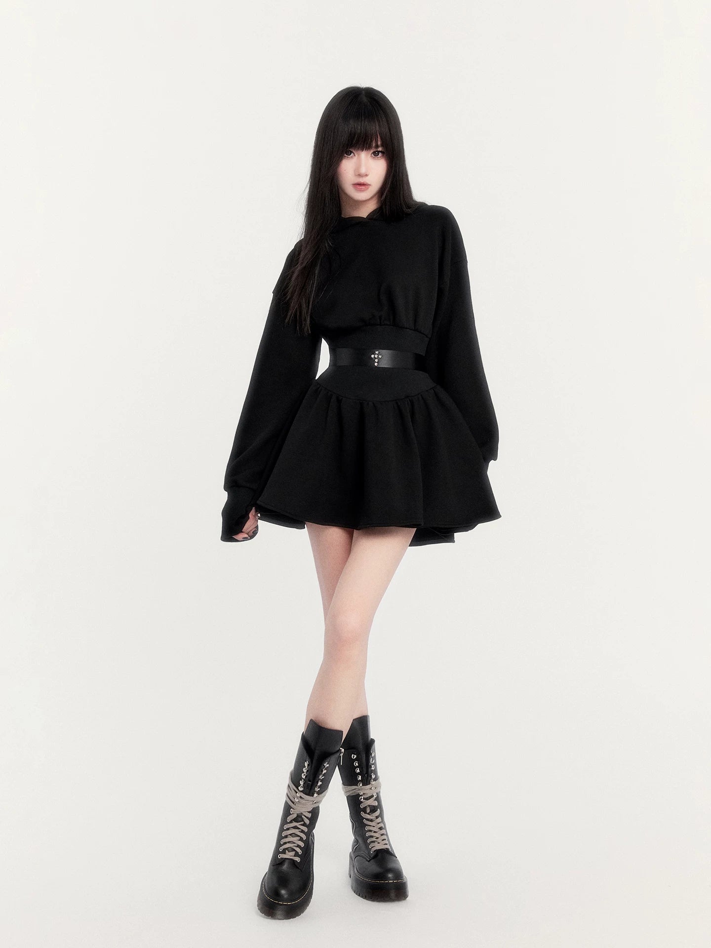 Waist-Cinching Sweatshirt Dress