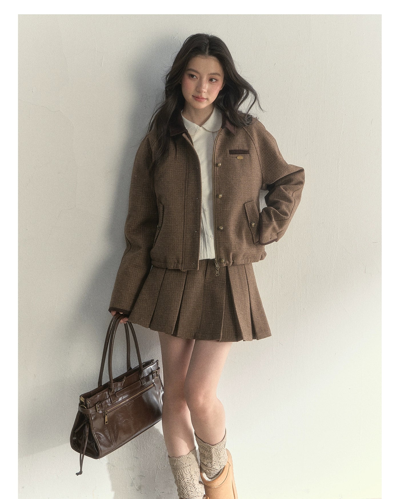 Reversible Houndstooth Jacket & Skirt Set