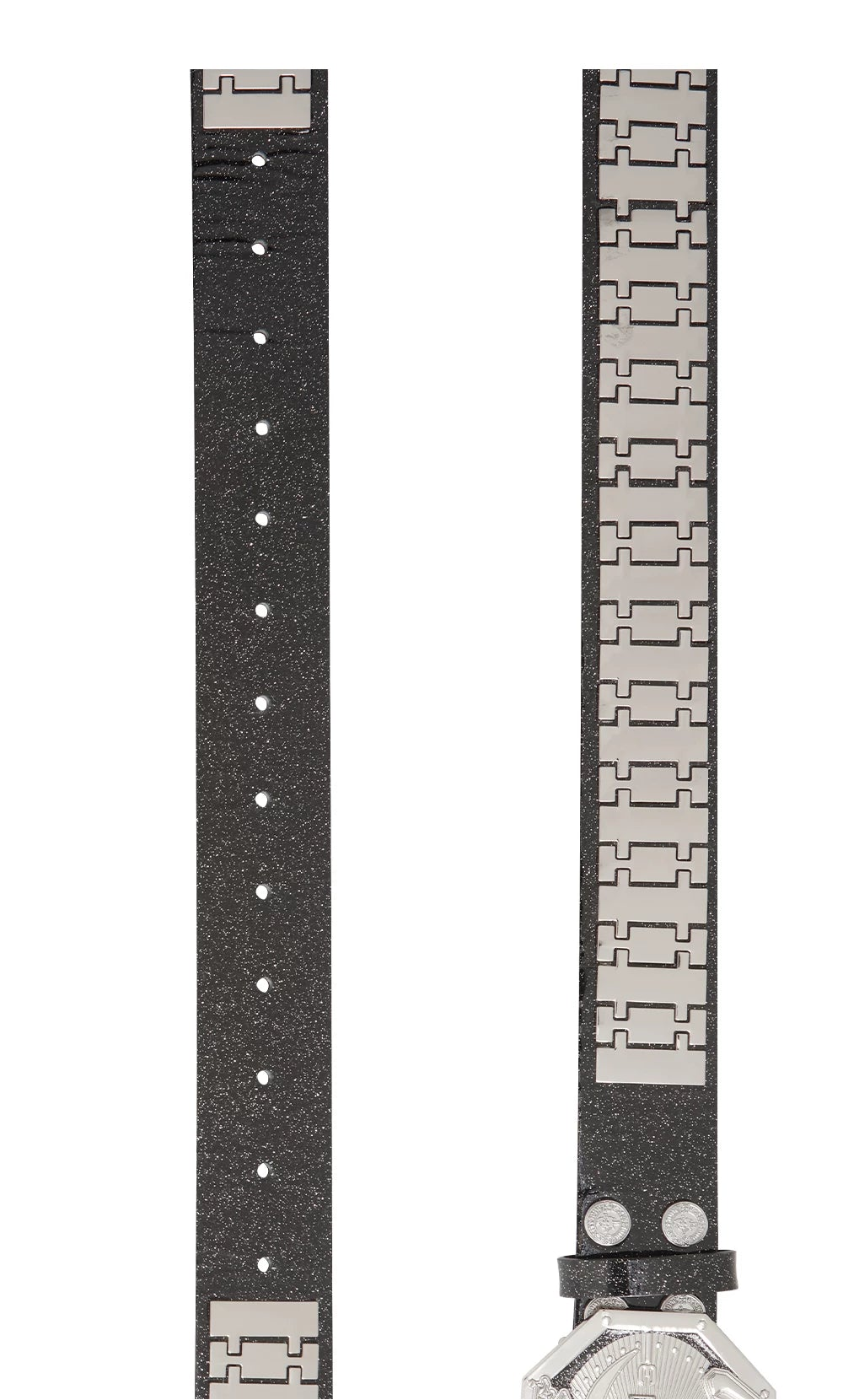 Chrono-Inspired Cross Emblem Leather Belt