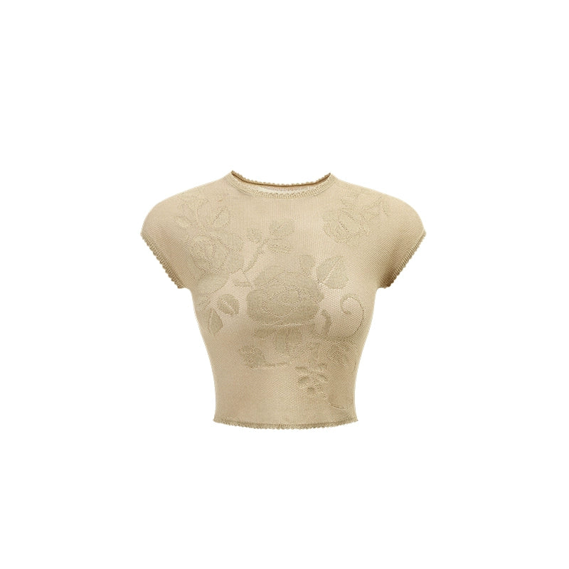 Rose Lace Cutout T-shirt