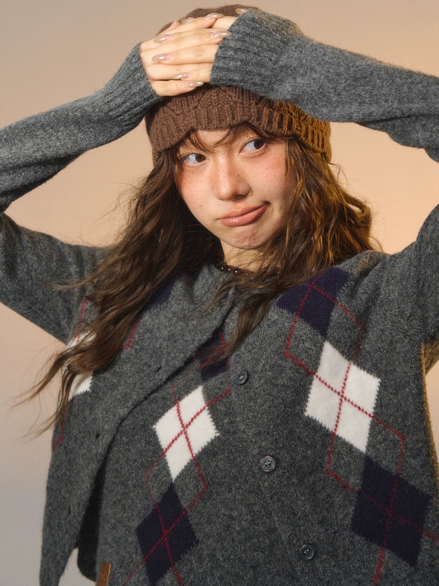 Floral Diamond Knit Vest / Cardigan / Skirt Set - CHINASQUAD