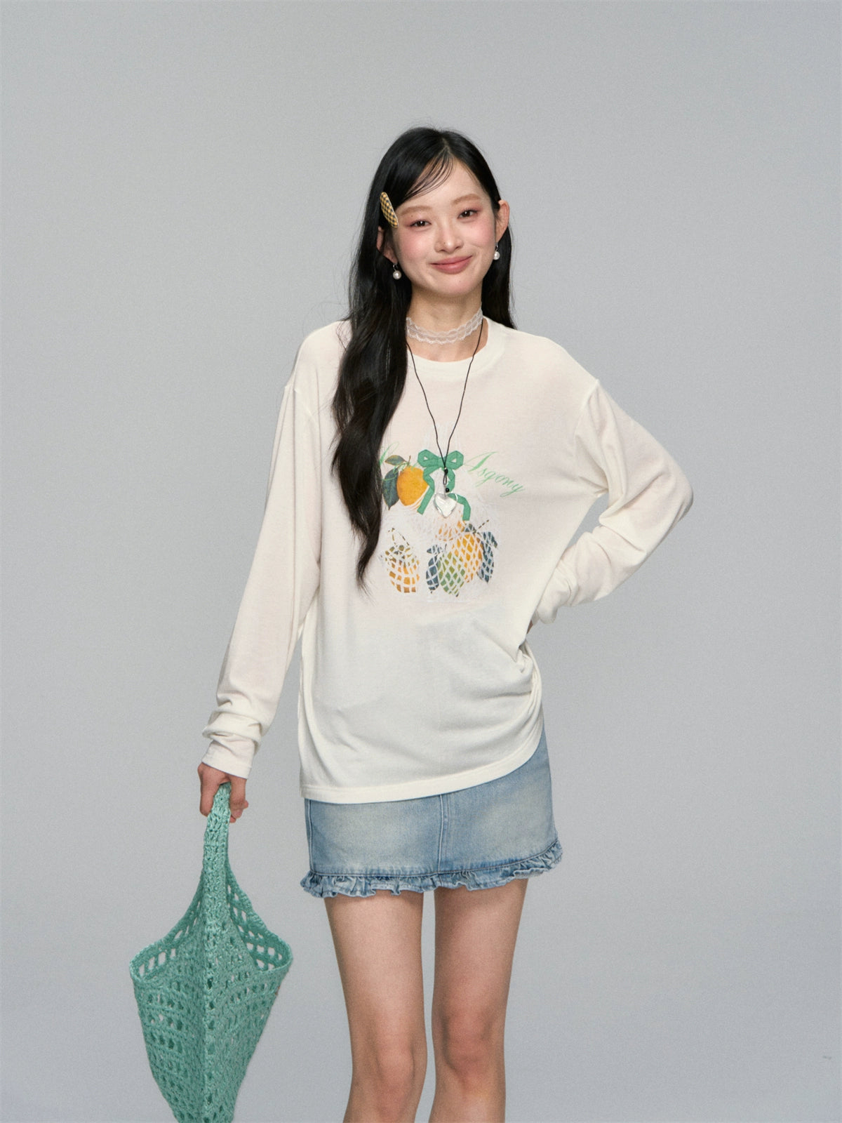 Three-Dimensional Bow Fruit-Print Sunscreen Cover-Up - CHINASQUAD