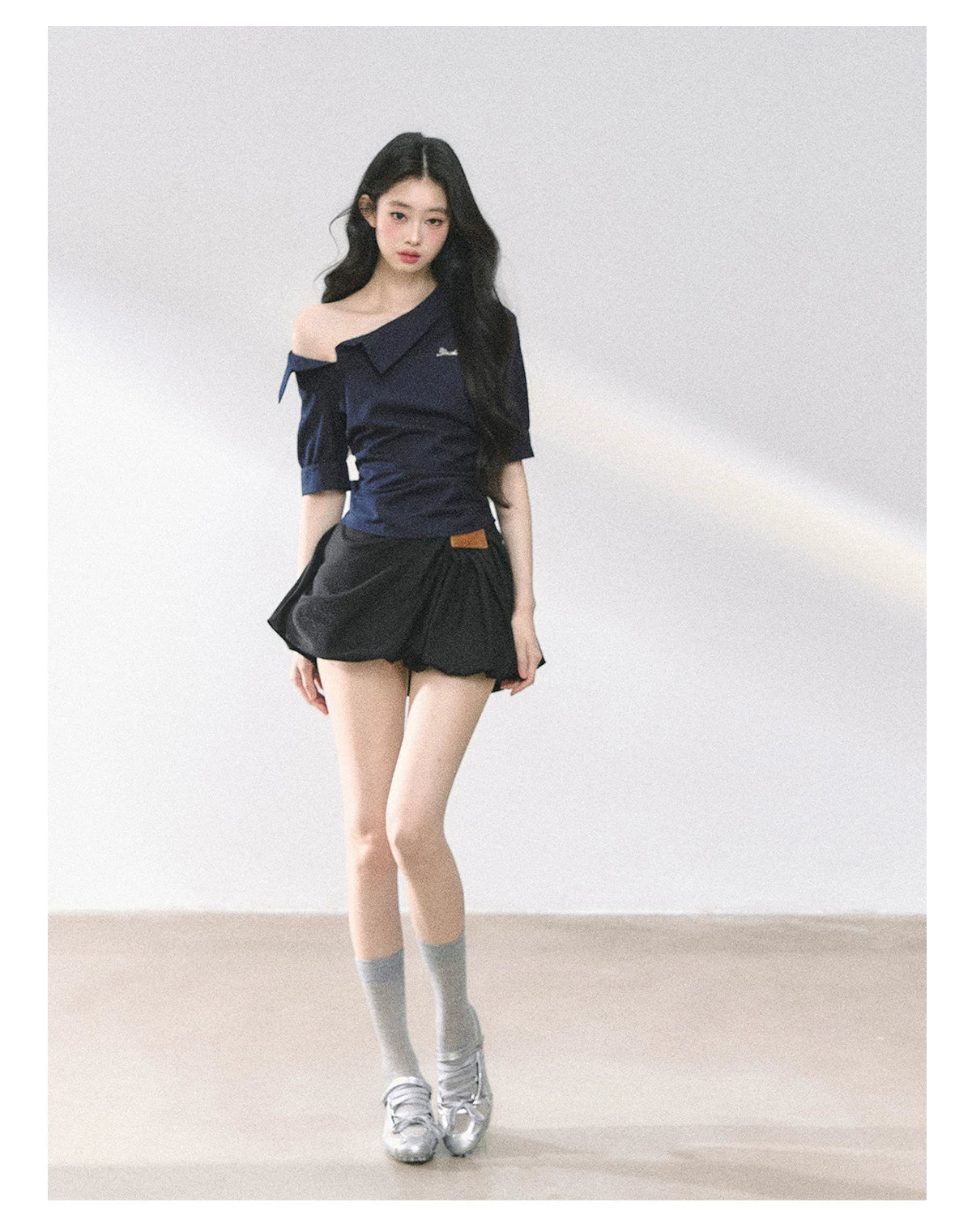 American-Style High-Waist Bubble Mini Skirt