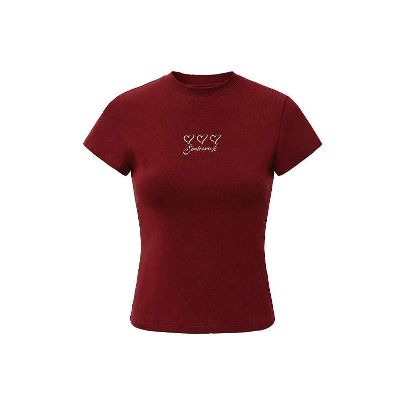 Lipstick Graffiti Cap-Sleeve Slim-Fit T-Shirt