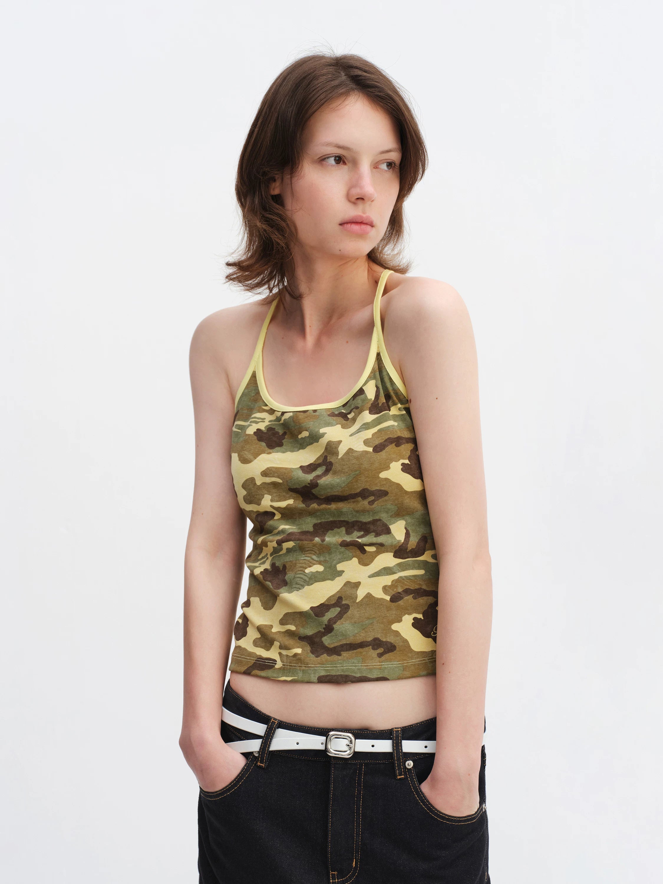 Desert Camo Sculpt U-Neck Slim Tank Top