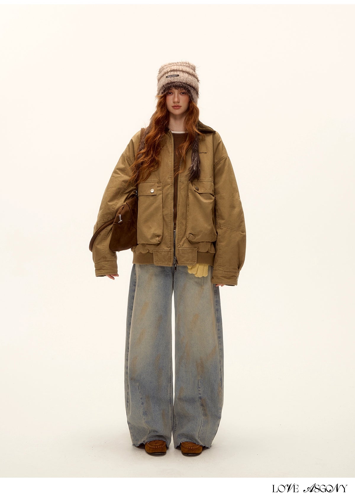 Vintage Washed Distressed Wide-Leg Denim Pants