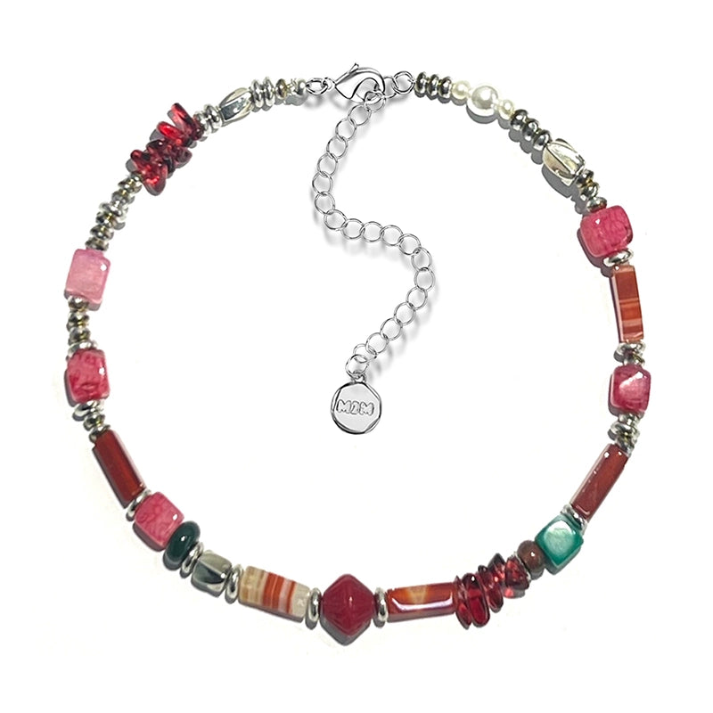 Colored Stone Czech Glass Necklace - CHINASQUAD