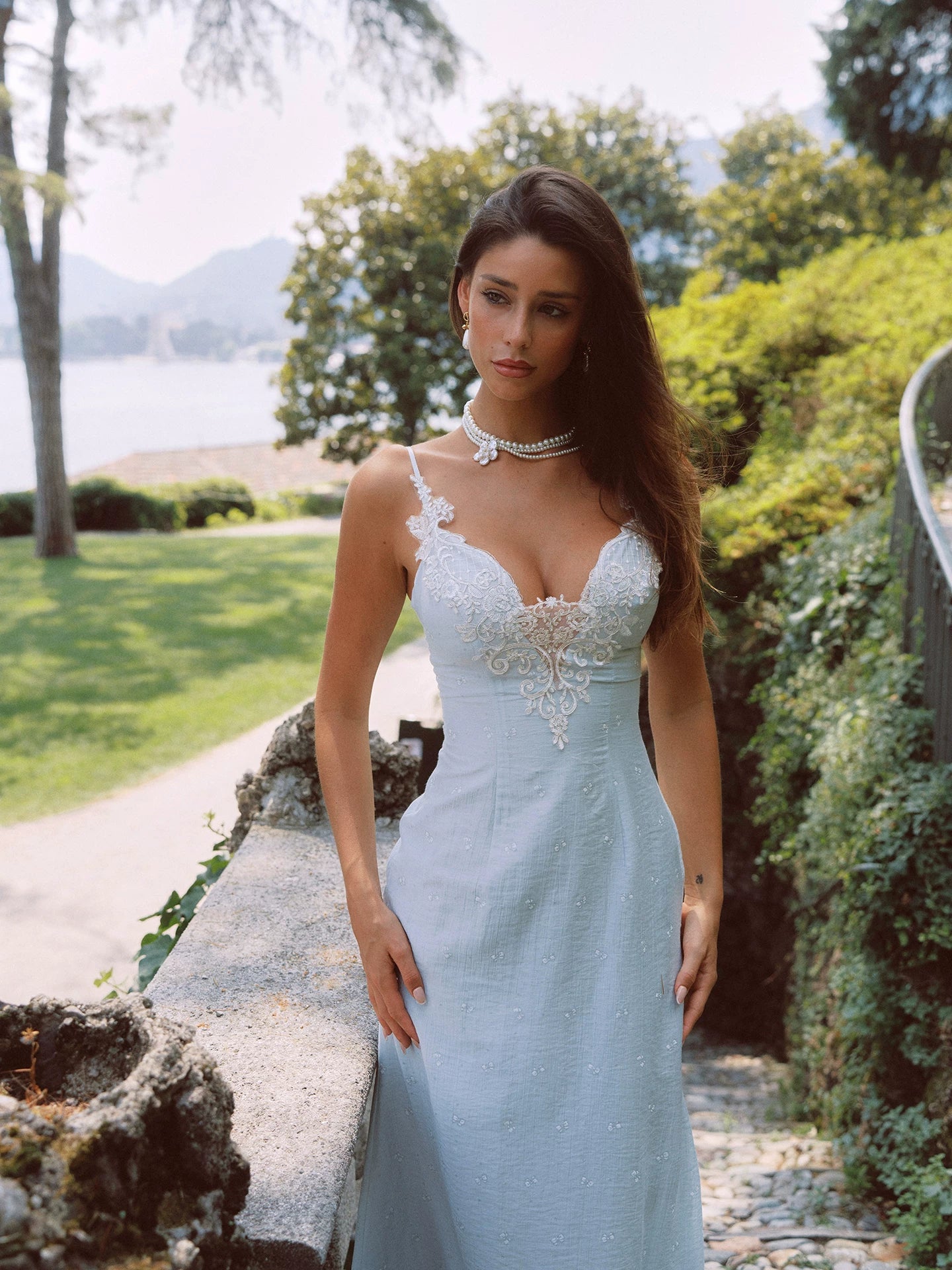 Moonlit Tide Lace Splice Princess Slip Dress