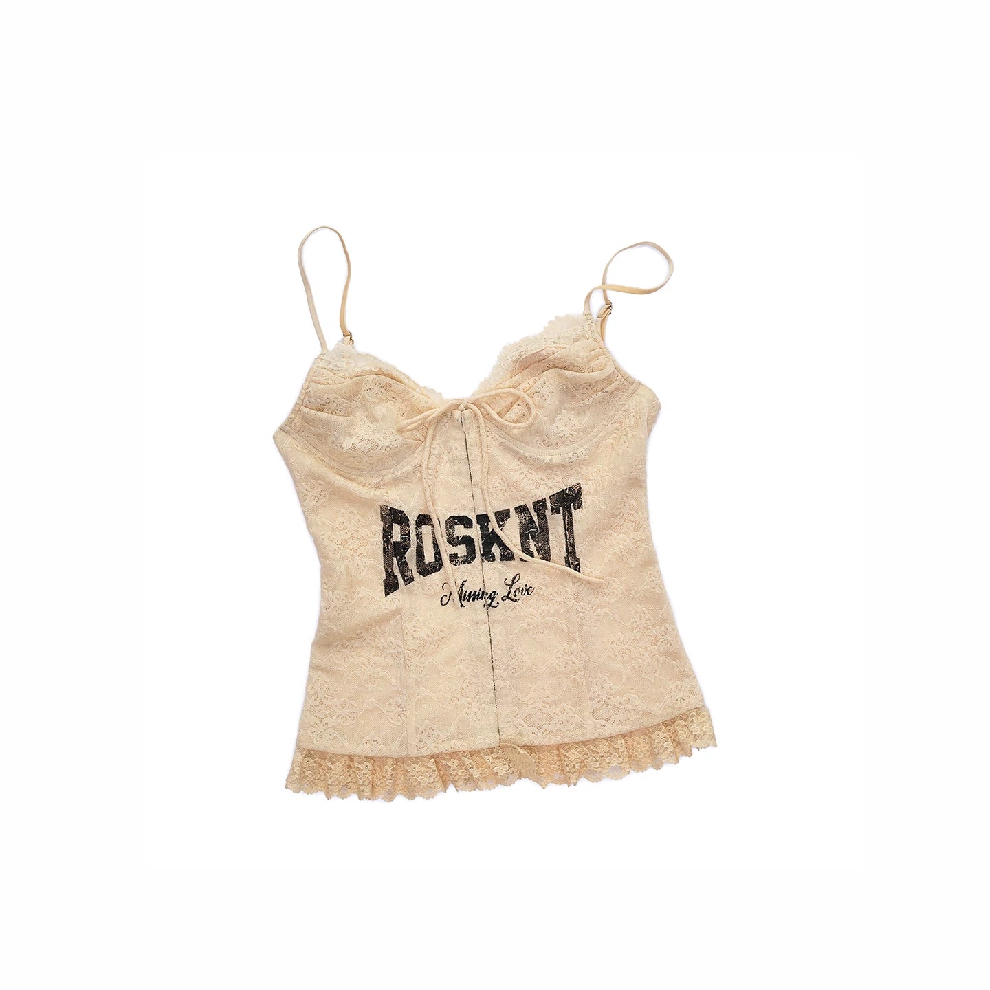 Lace-Up Letter Print Corset Camisole