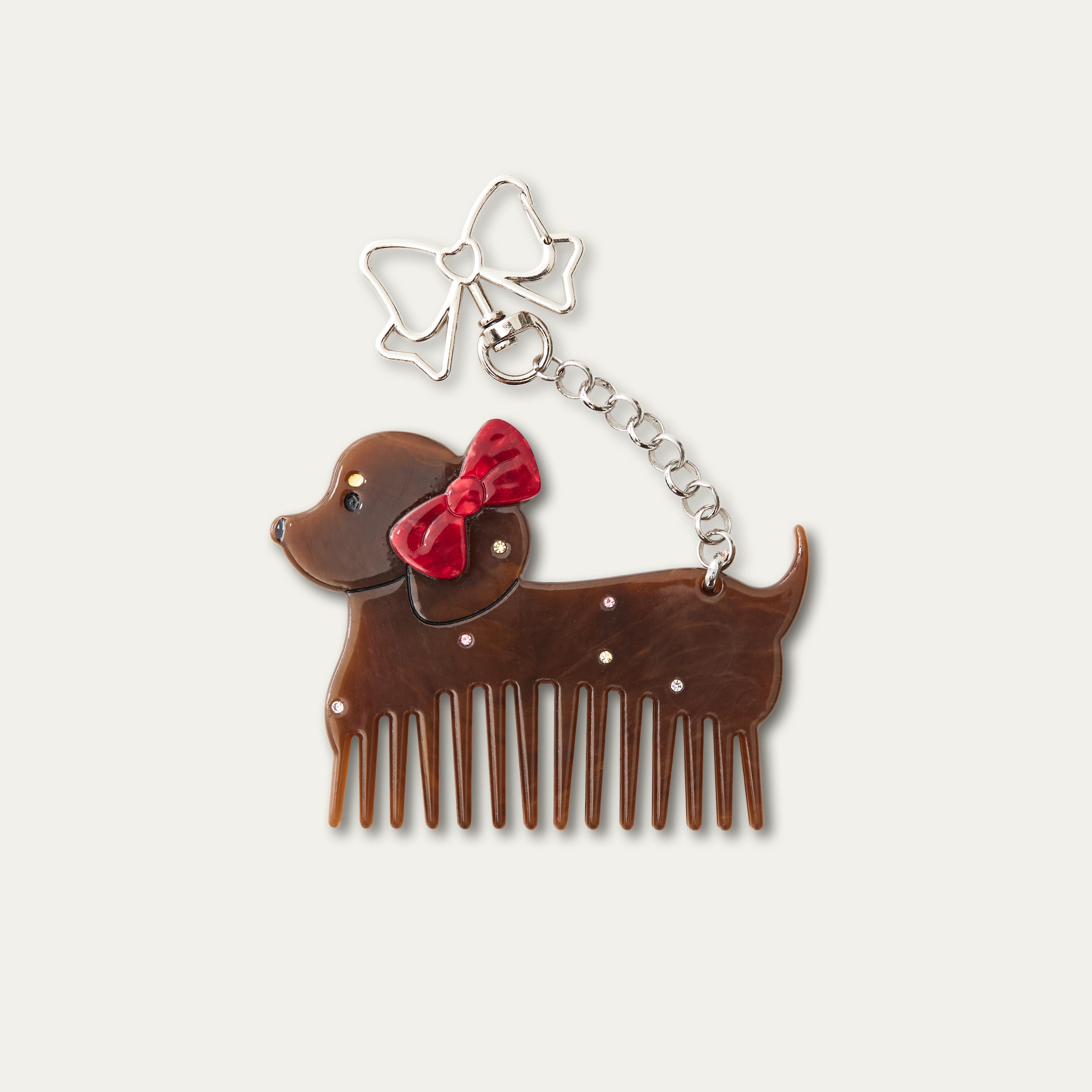 Vintage Bow Dachshund Rhinestone Comb