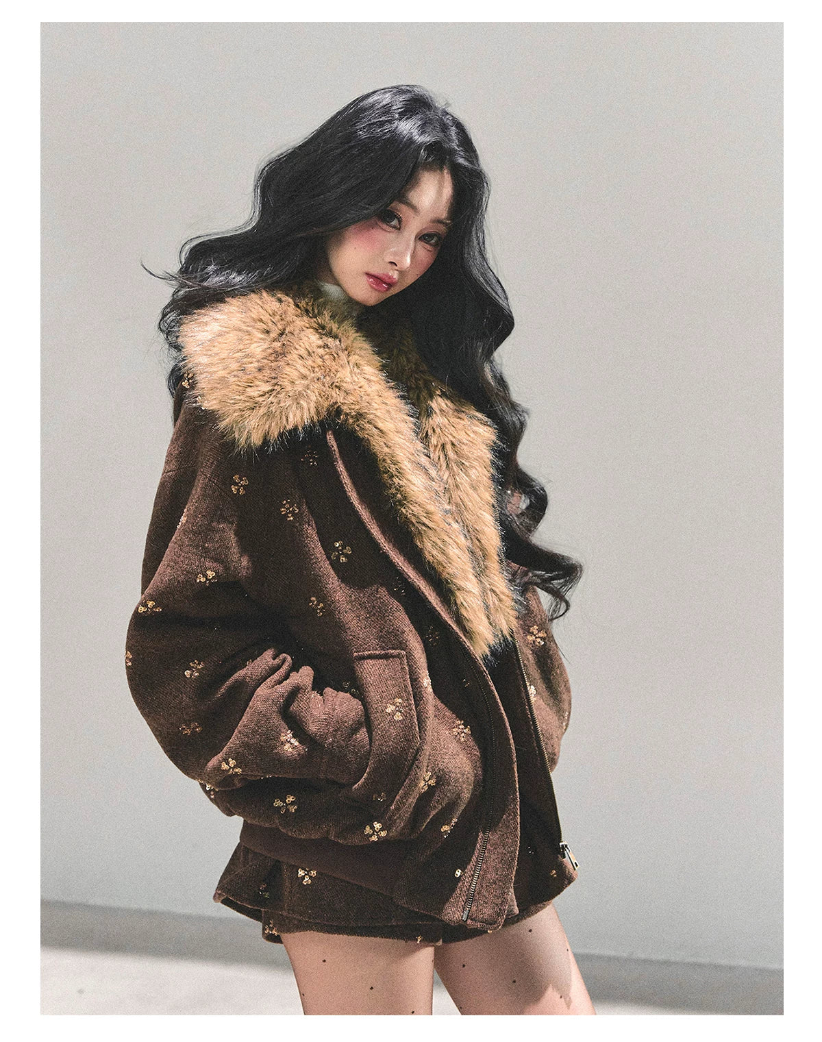 Snowfall Whisper Wool Jacket & Mini Skirt Set